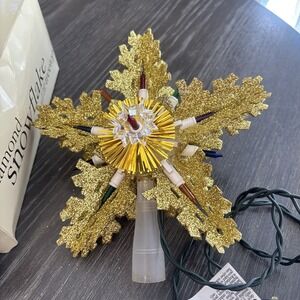 Gold Snowflake Tree Top Topper Lights Christmas Holiday Classics 11" Tinsel